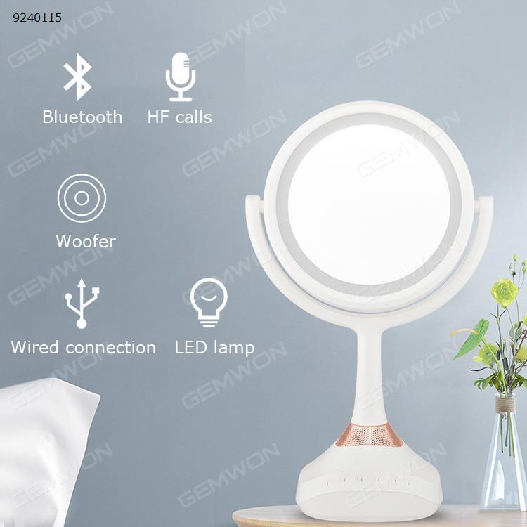 New LED Bluetooth music makeup mirror（D638M）USB charging, 5 times zoom function，with Bluetooth music player White Other D638M