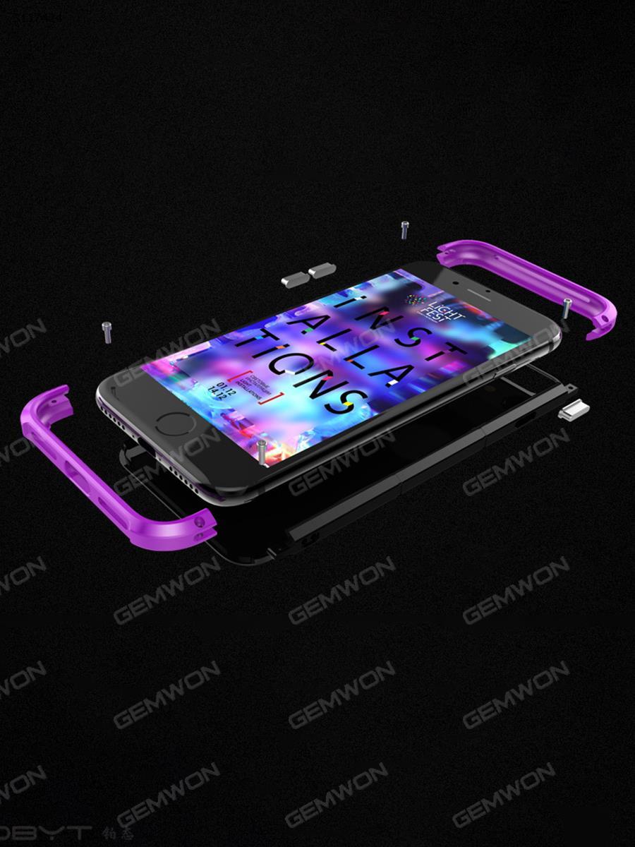 iphone 6 plus Metal cell phone shell,Personal creative anti drop mobile phone protection cover, Black purple Case iphone 6 plus Metal cell phone shell