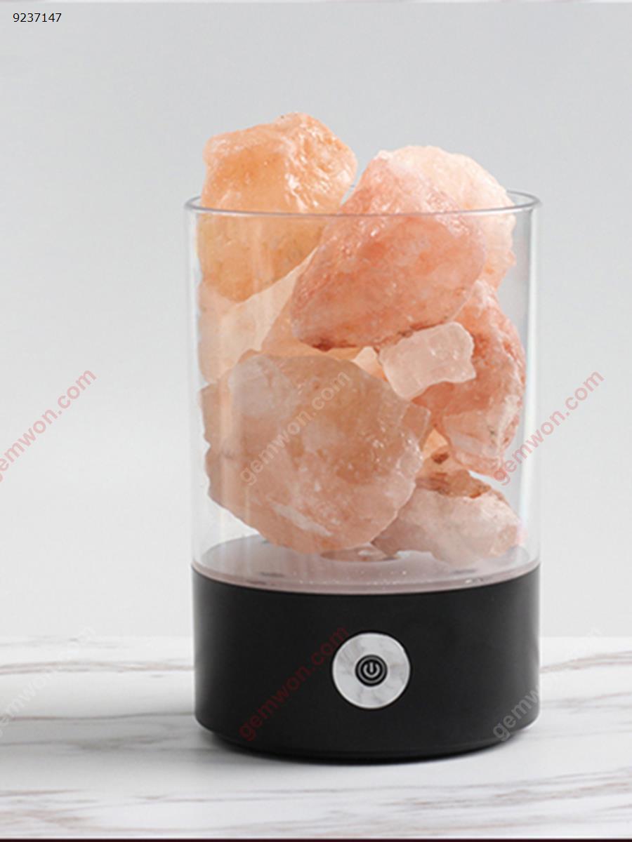 Himalayan Salt Light, Natural Himalayan Pink Salt Rock Light, USB Himalayan Sea Salt Crystal Night Light with Touch Dimmer, Creative Health Bedside Bedside Lamp (Black) Smart Gift M2