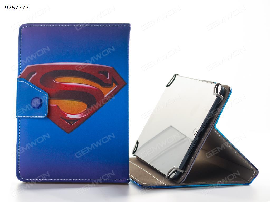 7 inches Tablet case ,Universal model, with cartoons ，Superman logo ，Blue. Case N/A