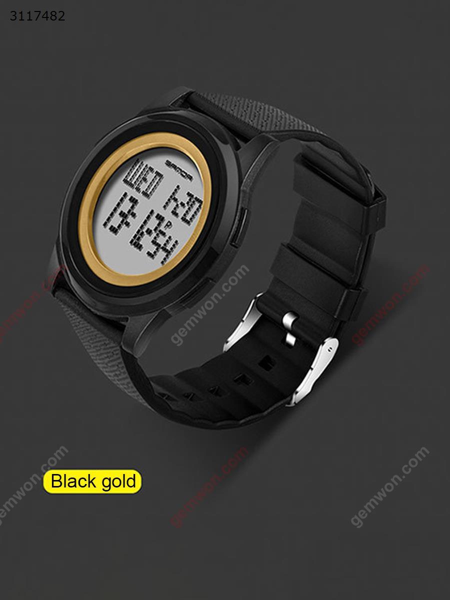 337 Multi-function waterproof watch，Outdoor sports electronic watch，black  gold Smart Wear 337 Multi-function waterproof watch