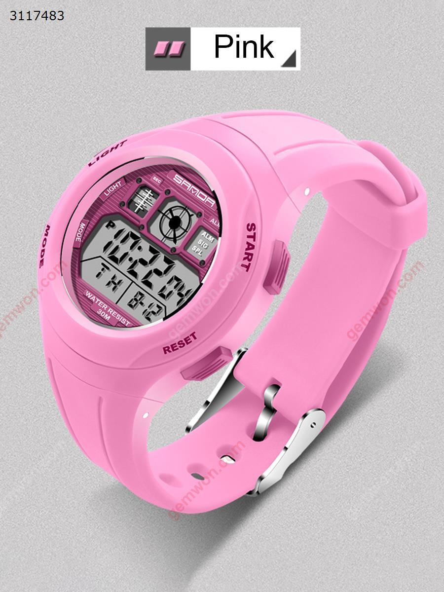 331 waterproof Childrens watch  Multifunctional sports luminous electronic watch，pink Smart Wear 331 WATERPROOF CHILDRENS WATCH