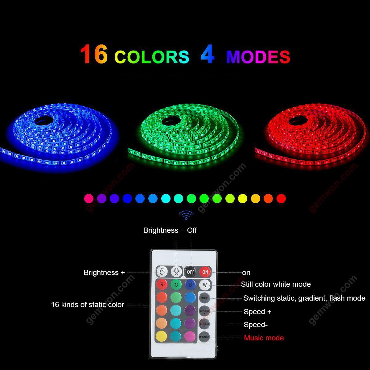 LED with USB5V music sensor light bar（	ZHT-MCU5V）24 key remote control, 16 colors 4 modes Decorative light ZHT-MCU5V