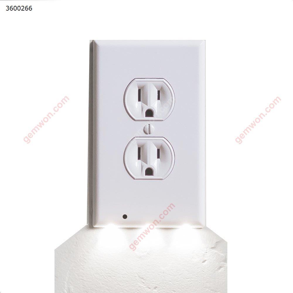 LED Wall Outlet GuideLight（MG-102） - Safety Power Outlet Wall Cover With LED Night Lights, Easy Snap On Outlet Cover Plate    Duplex Decorative light MG-102