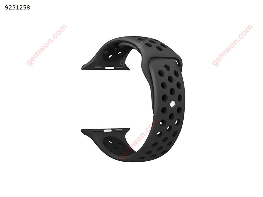 For Apple Watch Band 42mm, Soft Silicone Replacement Band for Apple Watch Series 3, Series 2, Series 1, Sport , Edition, M/L Size ( Anthracite/Black ) Smart Wear M/L