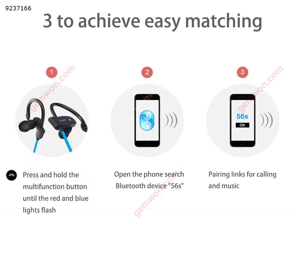 Bluetooth Sports Headphones, Ubit Sweatproof Wireless Bluetooth Headset V4.1 Stereo Earphone Microphone In-Ear Noise Canceling Headphone (Black) Headset 56S