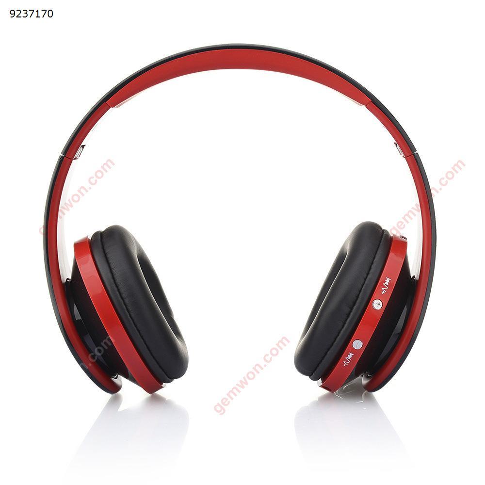 Wireless Bluetooth Headphones Wired Wired Universal Stereo with Microphone Subwoofer Headphones (Black and red) Headset NX-8252