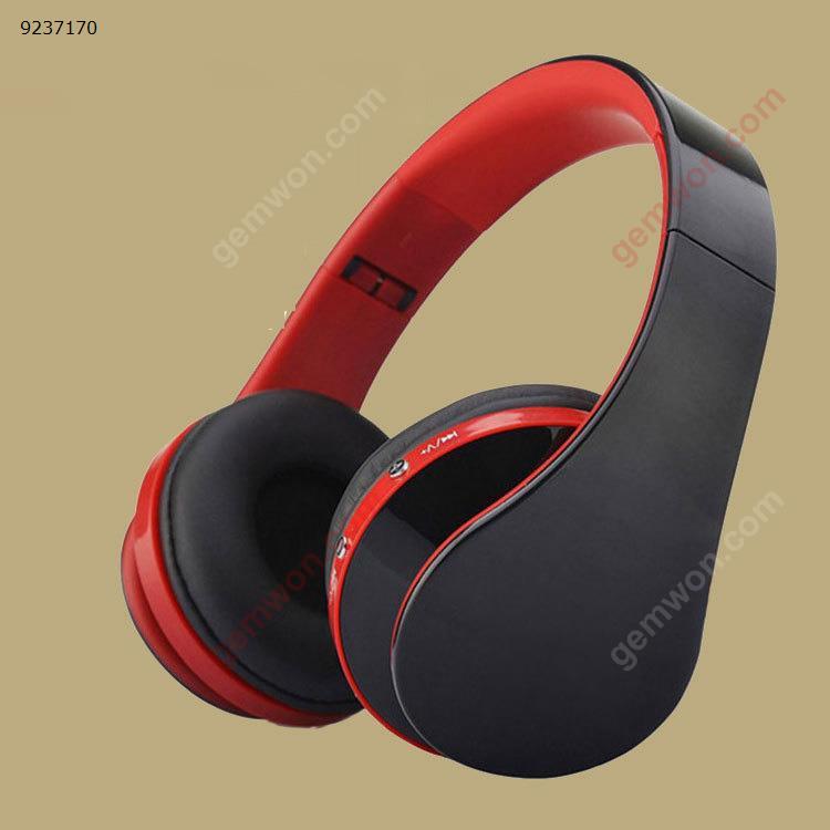 Wireless Bluetooth Headphones Wired Wired Universal Stereo with Microphone Subwoofer Headphones (Black and red) Headset NX-8252