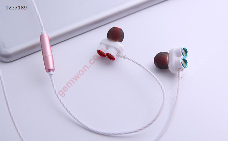 Wired Headphones Handy Phones with Microphone Dual Speakers Subwoofer Universal Headphones (White) Headset KDK-503