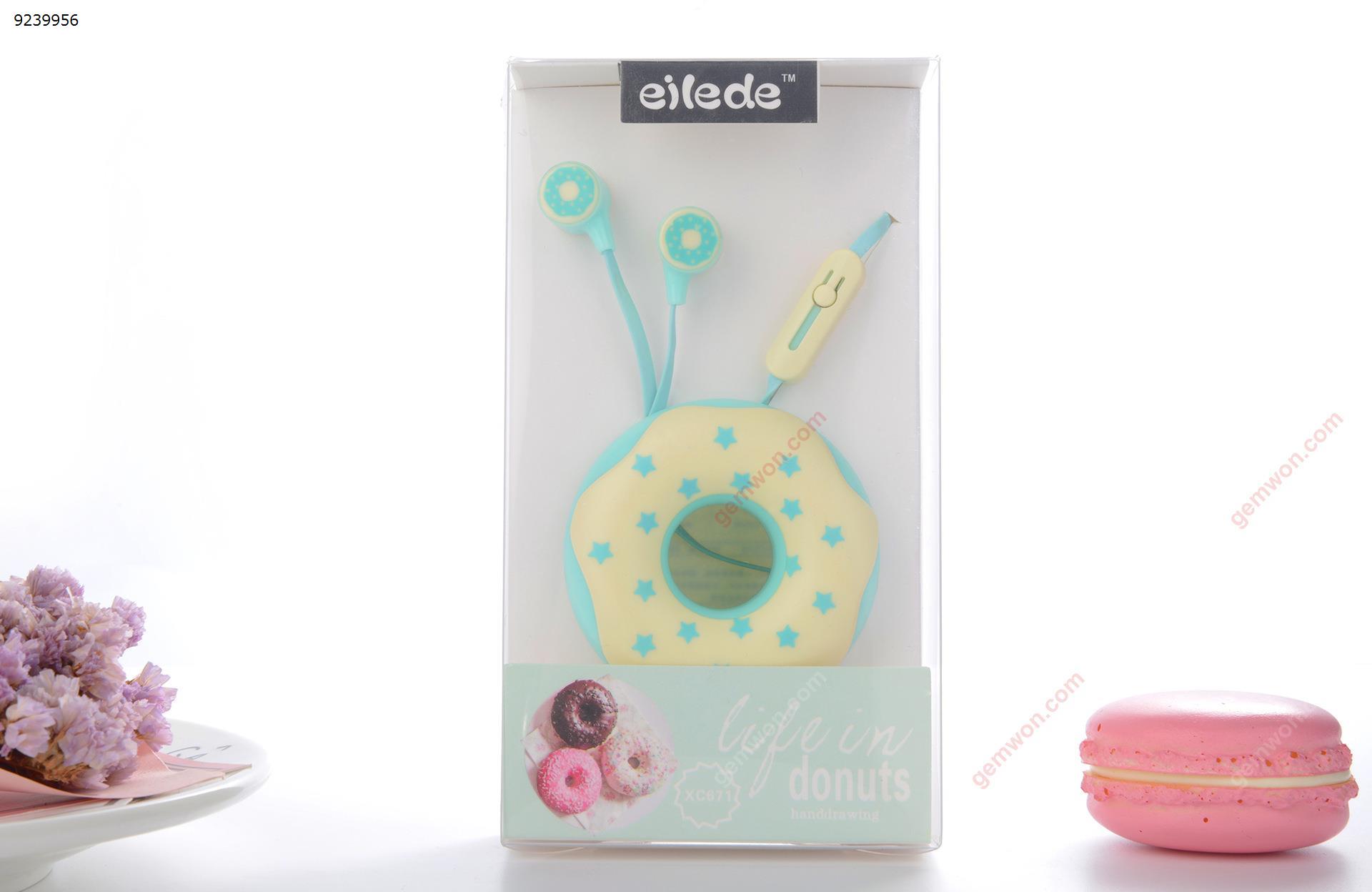 Cute Headphone Donuts Design In Ear Earphone L-10 Noise Cancelling Headphones blue Headset L10