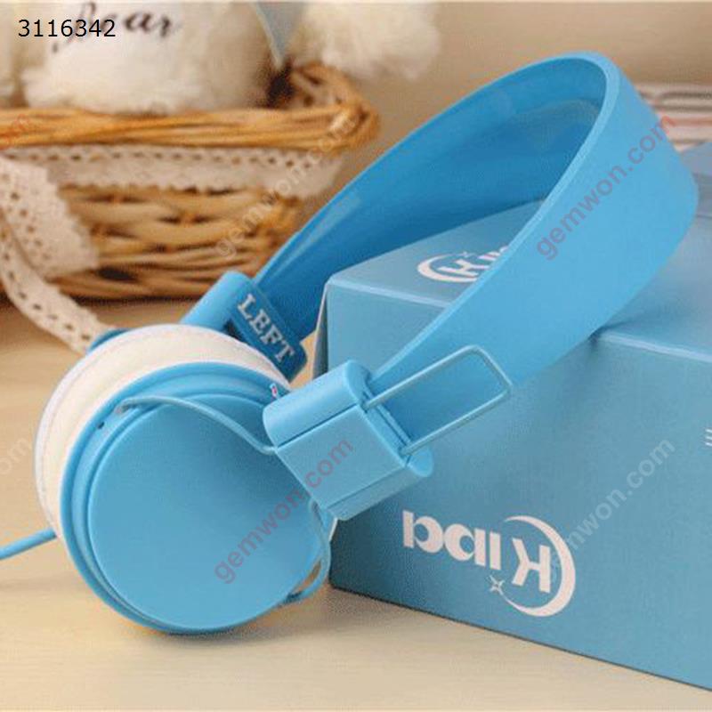 game headset，Folding head-mounted wire control microphone headset，blue Headset game headset