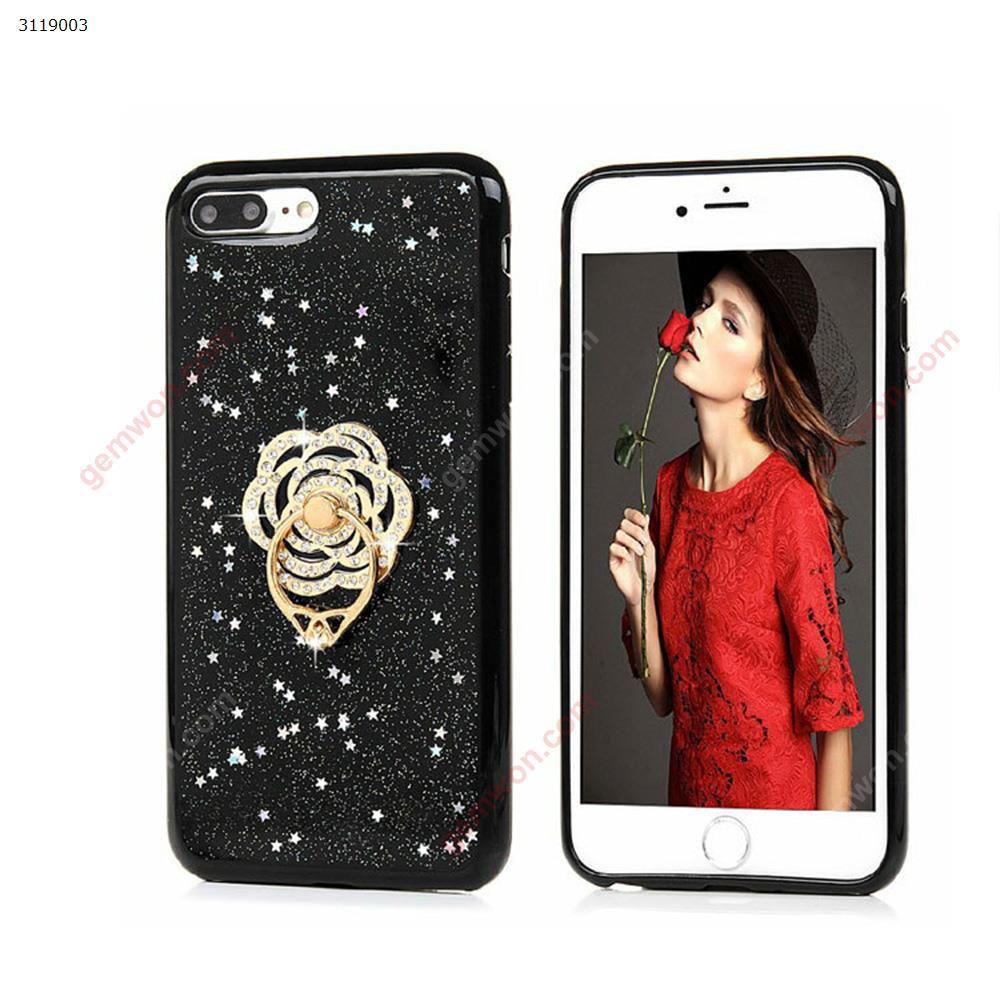 iphone6 Camellia Ring Mobile Shell，liquid quicksand Glitter soft shell，black Case iphone6 Camellia Ring Mobile Shell