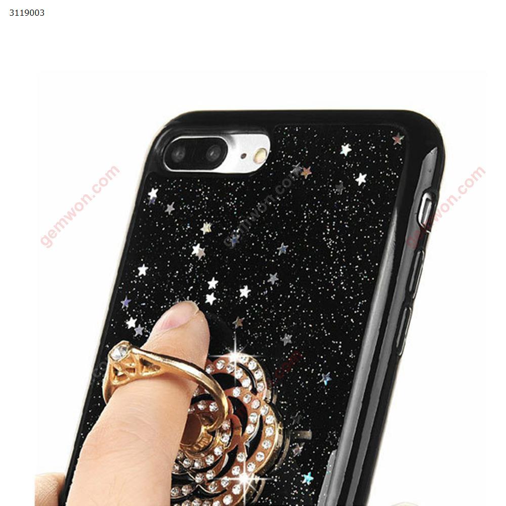 iphone6 Camellia Ring Mobile Shell，liquid quicksand Glitter soft shell，black Case iphone6 Camellia Ring Mobile Shell