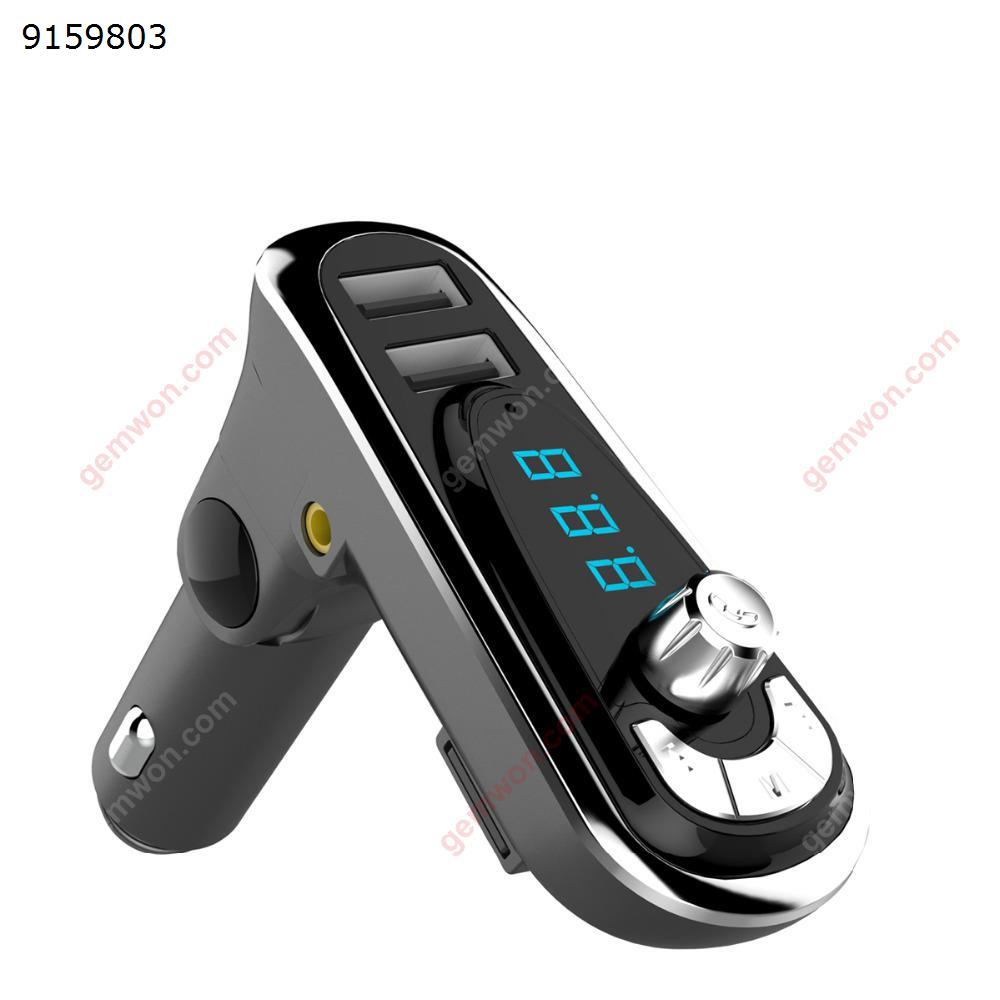 Bluetooth FM Transmitter Car MP3 Audio Player Wireless FM Modulator Hands-free Calls Car Kit Dual USB Charger Display Window （Silver） Car Appliances T16