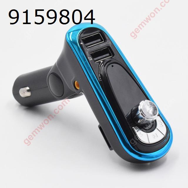Bluetooth FM Transmitter Car MP3 Audio Player Wireless FM Modulator Hands-free Calls Car Kit Dual USB Charger Display Window （blue） Car Appliances T16