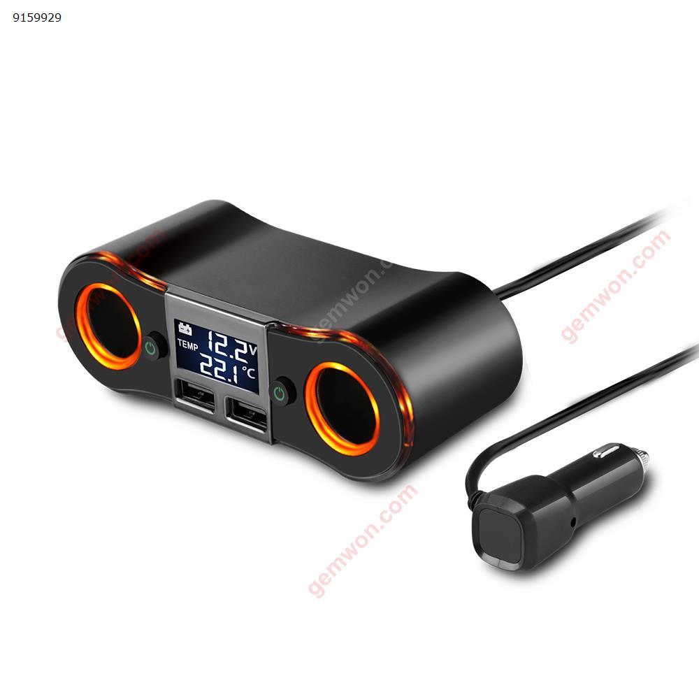 1 to 2 Car Cigarette Lighter Socket Splitter with LCD Display Separated Switch Control Dual USB Fast Charging Car Appliances ZNB02