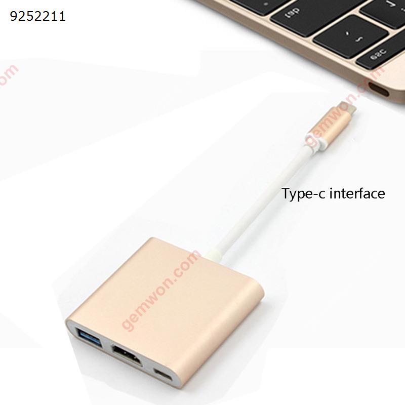 Type-C USB 3.1 Male to USB3.0/HDMI/Type C Female Charger Adapter. Gold Audio & Video Converter N/A