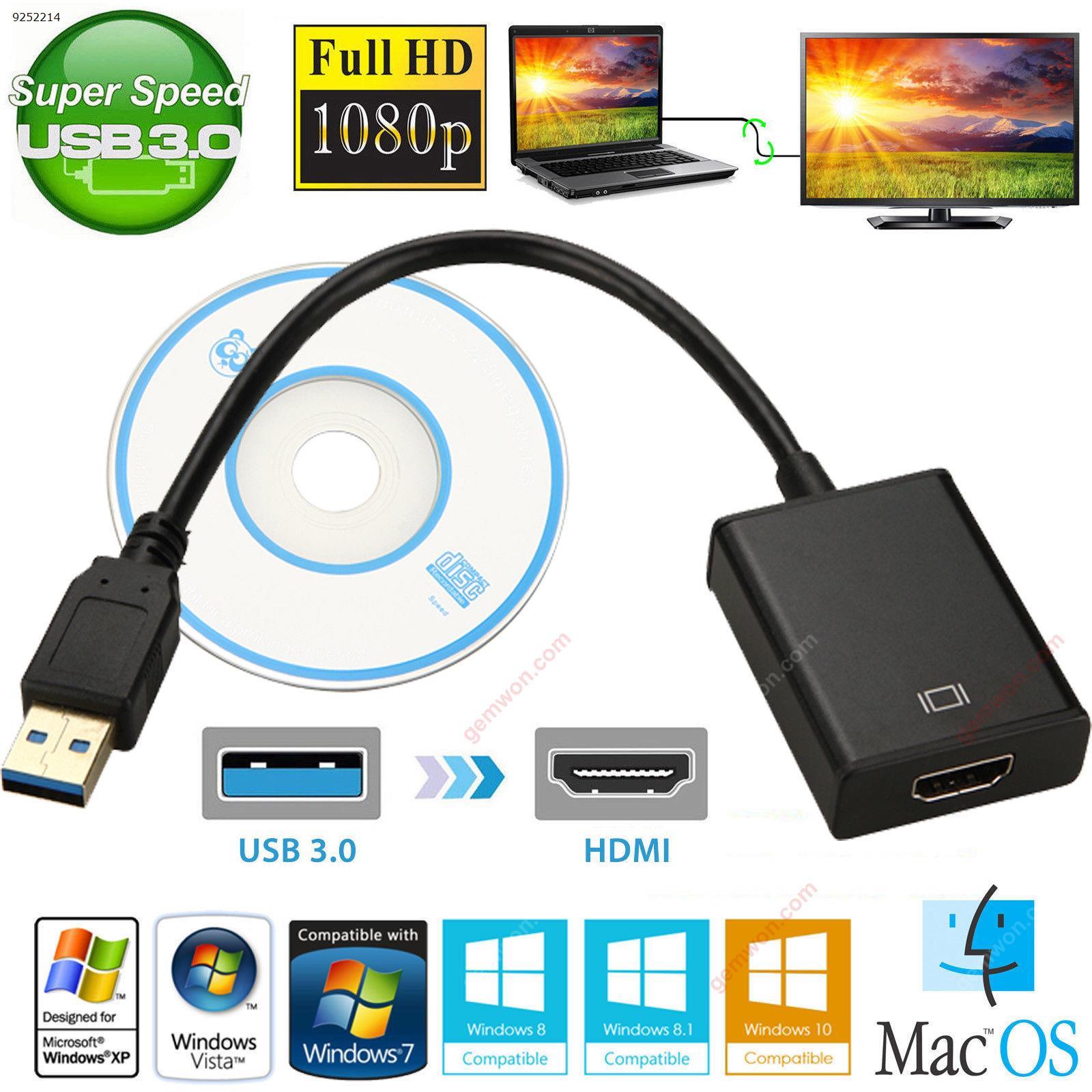 USB3.0 to HDMI Adapter Black with External  optical Drive（Without Audio Function） Audio & Video Converter N/A