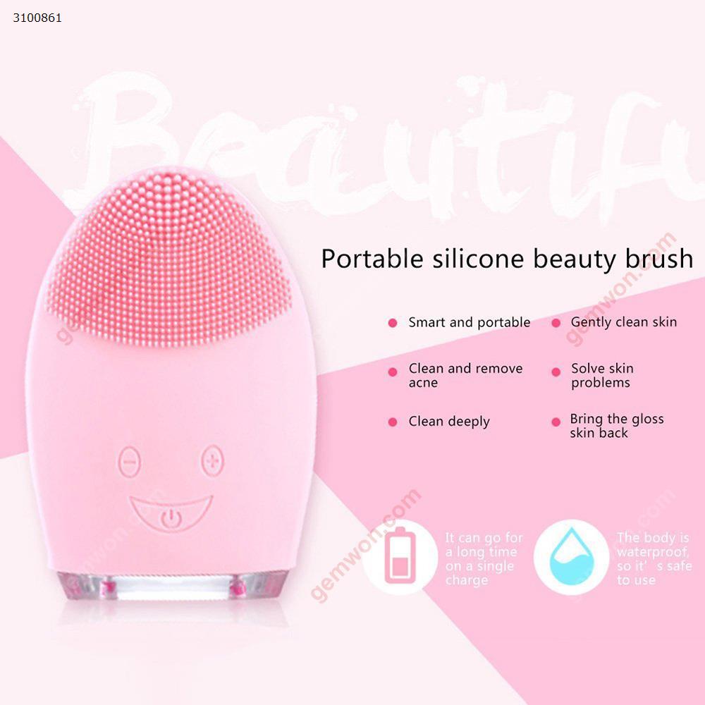 Awhao Silicone Cleansing Instrument Ultrasonic Electric Face Brush Pores Cleaning Waterproof Cleaner (Pink) Makeup Brushes & Tools N/A