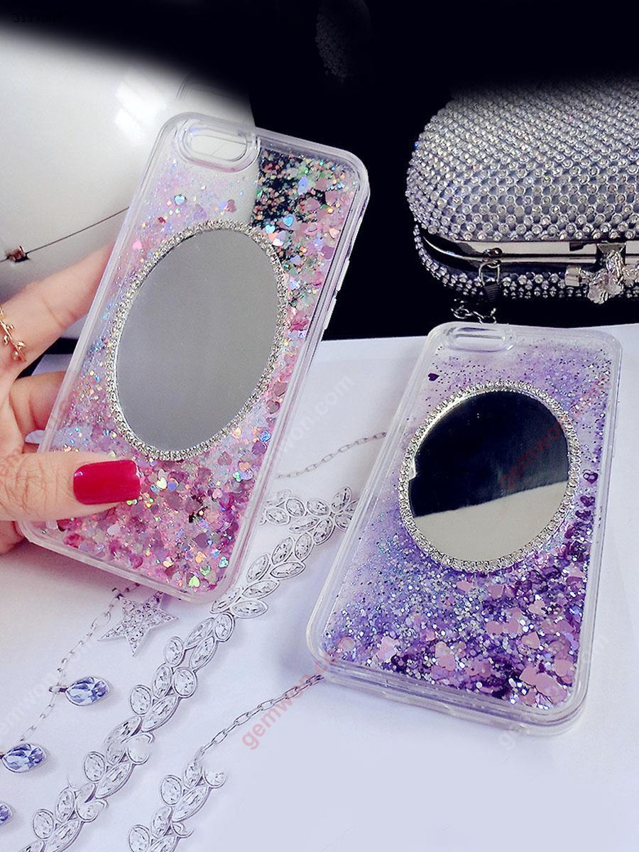 iphone6 Rhinestone mirror mobile phone shell，Hard shell soft edge sand，protective case，pink Case iphone6 Rhinestone mirror mobile phone shell