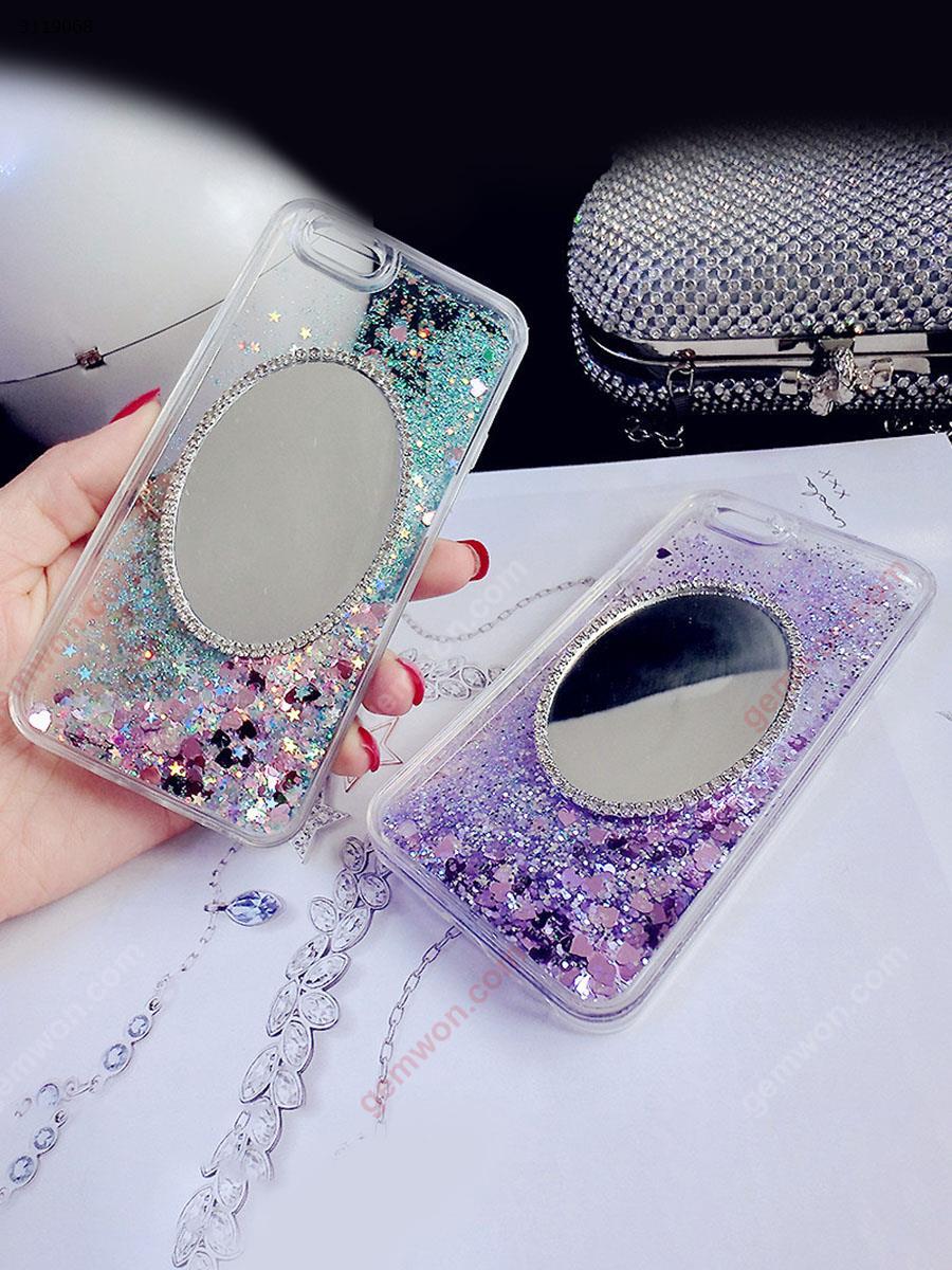 iphone6 Rhinestone mirror mobile phone shell，Hard shell soft edge sand，protective case，pink Case iphone6 Rhinestone mirror mobile phone shell