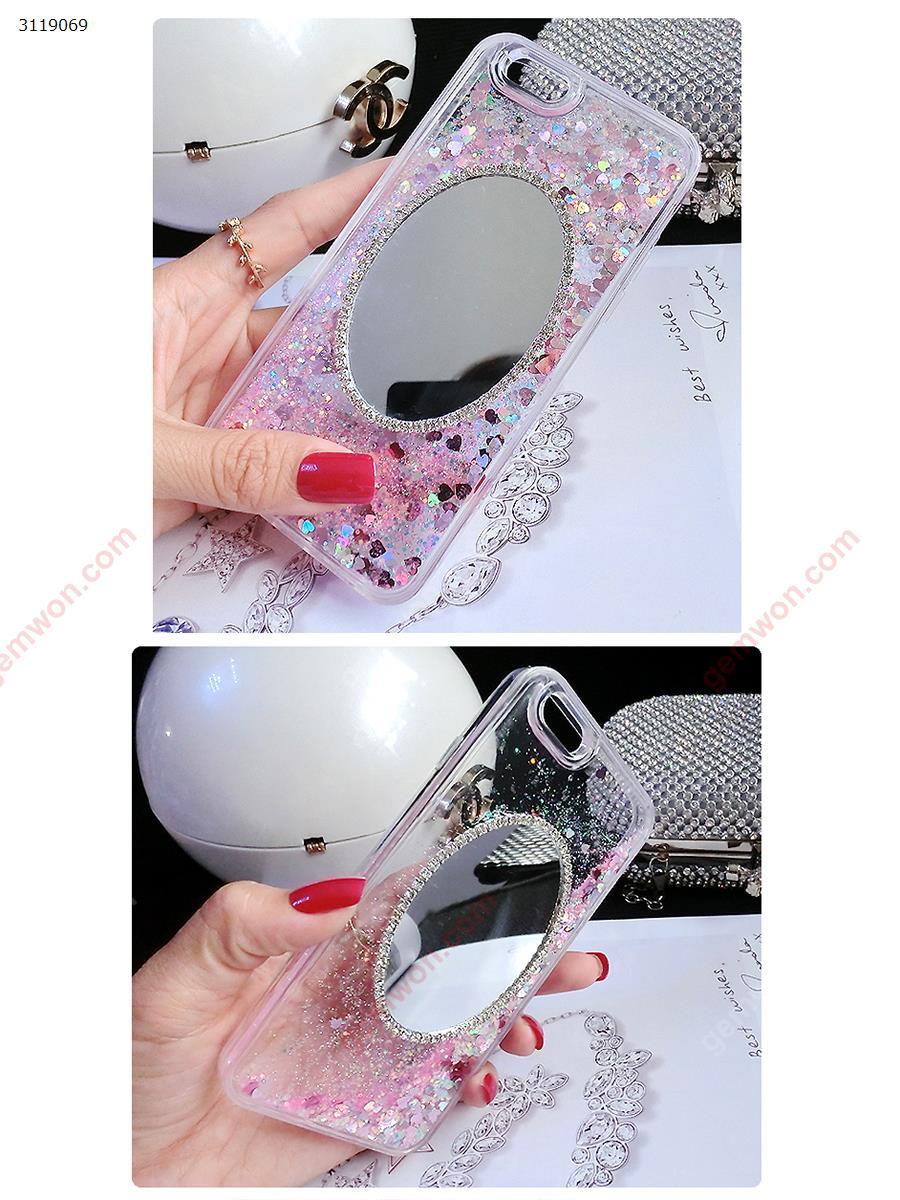 iphone6 plus Rhinestone mirror mobile phone shell，Hard shell soft edge sand，protective case，pink Case iphone6 plus Rhinestone mirror mobile phone shell