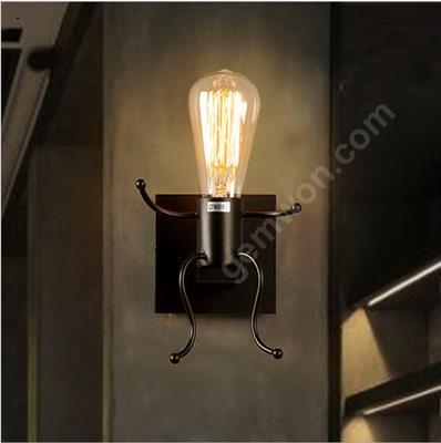 European style creative personality LED bedside lamp modern simple bedroom aisle stairs corridor children iron wall lamp black Decorative light B9167-1