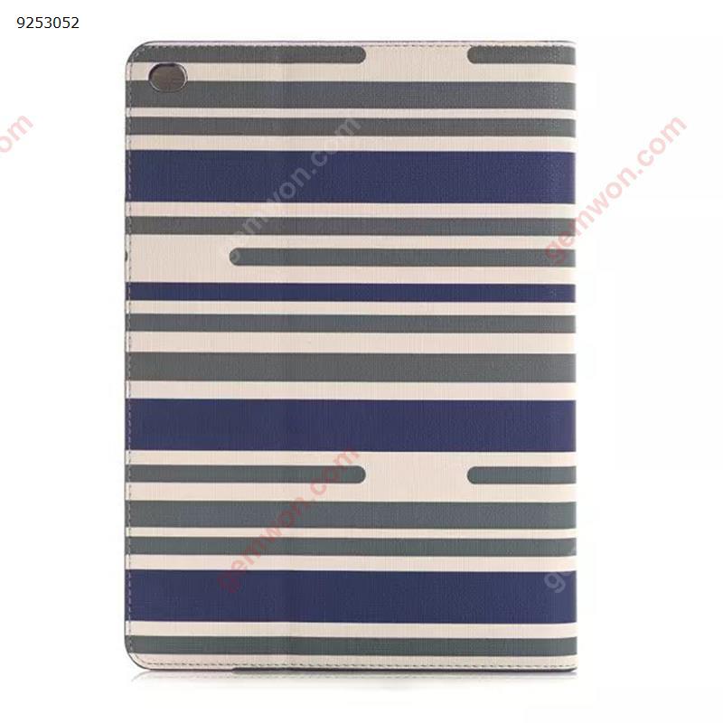 Two-color protective shell apple ipad6 color striped sleep tablet computer leather card holder，blue Other ipad 6