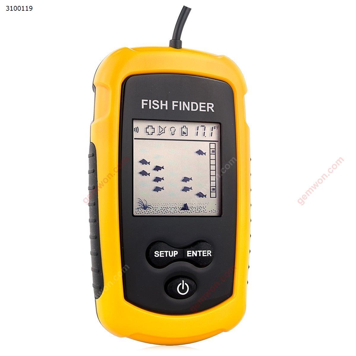 Portable Fish Finder, Water Depth & Temperature Fishfinder with Wired Sonar Sensor Transducer and LCD Display Fishing N/A