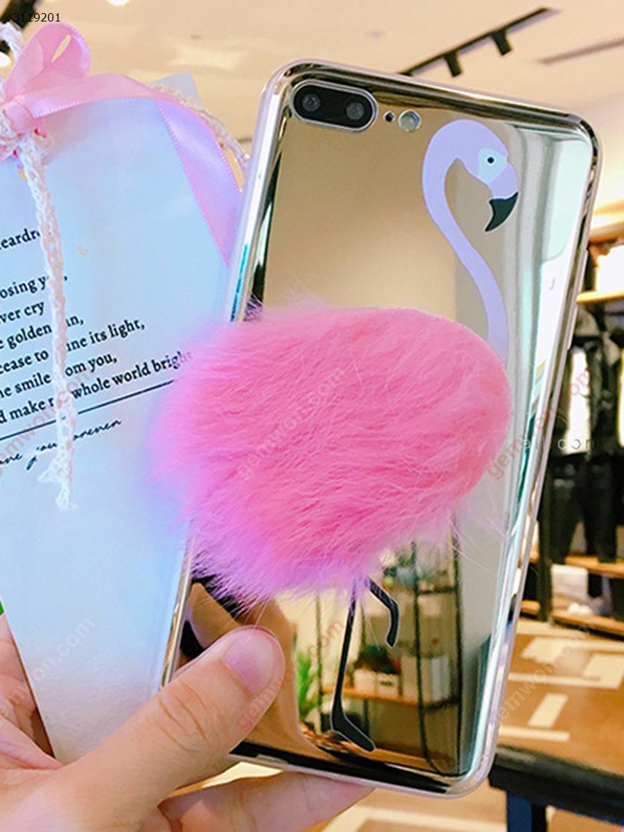 iphone7 Flamingo Mobile Shell，Pink plush Mirror phone soft shell Case IPHONE7 FLAMINGO MOBILE SHELL