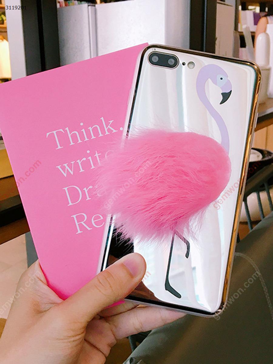 iphone7 Flamingo Mobile Shell，Pink plush Mirror phone soft shell Case IPHONE7 FLAMINGO MOBILE SHELL