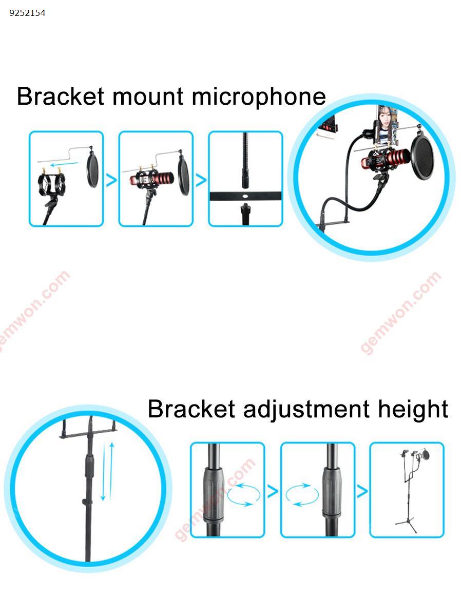 Microphone Floor Stand Live MV Microphone Stand Double Mobile Phone Clip karaoke Microphone Spray Stand Mobile Phone Mounts & Stands N/A