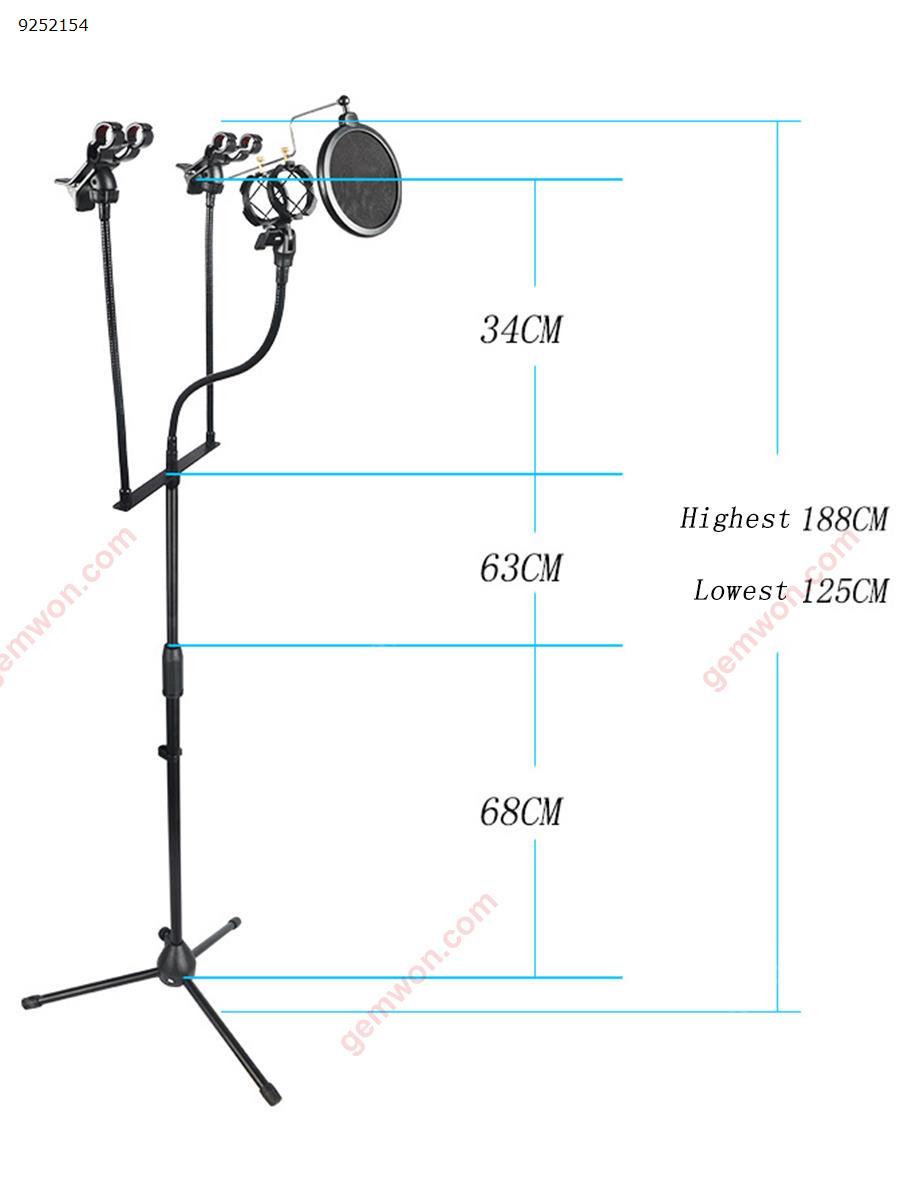 Microphone Floor Stand Live MV Microphone Stand Double Mobile Phone Clip karaoke Microphone Spray Stand Mobile Phone Mounts & Stands N/A