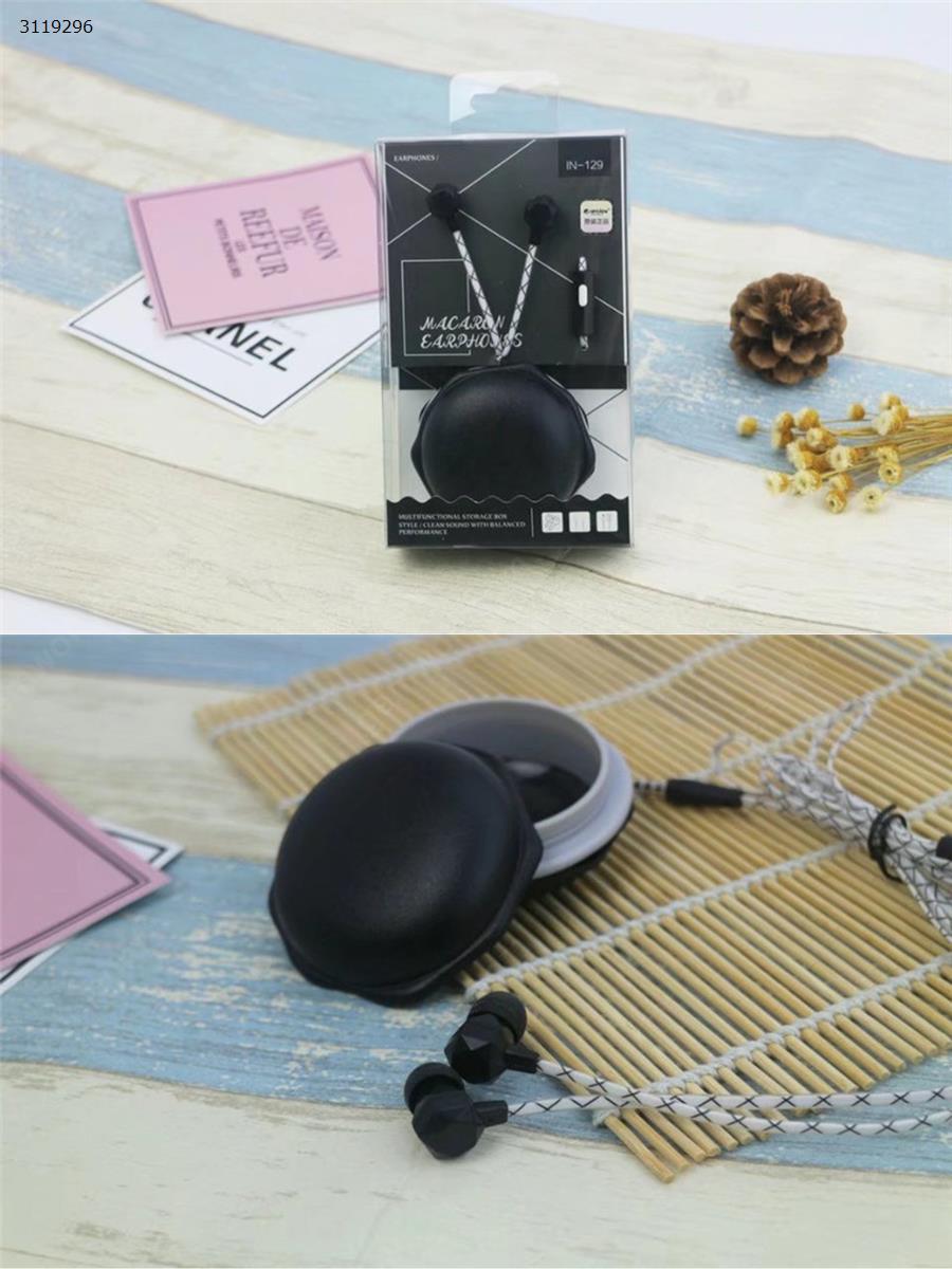 IN-129 Colorful Diamond Shapes，With storage box phone headset，black Headset IN-129