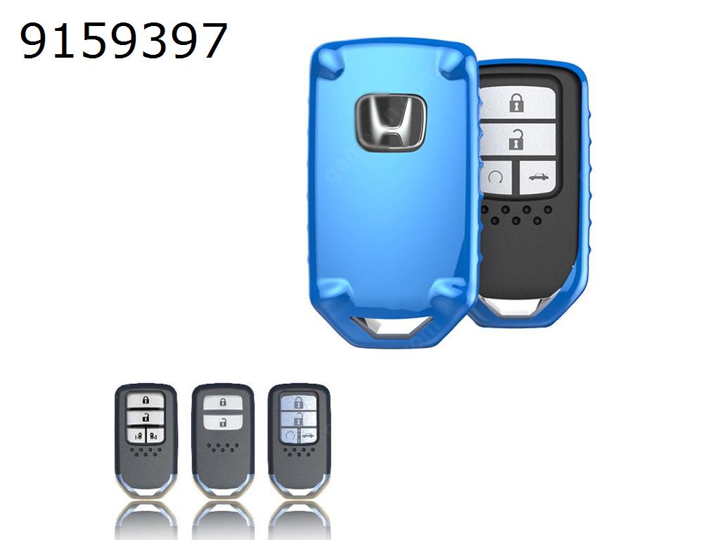 Honda Odyssey Fit Car Key Case TPU Key Shell Plating Drop Key Set（Blue highlights） Autocar Decorations TPU