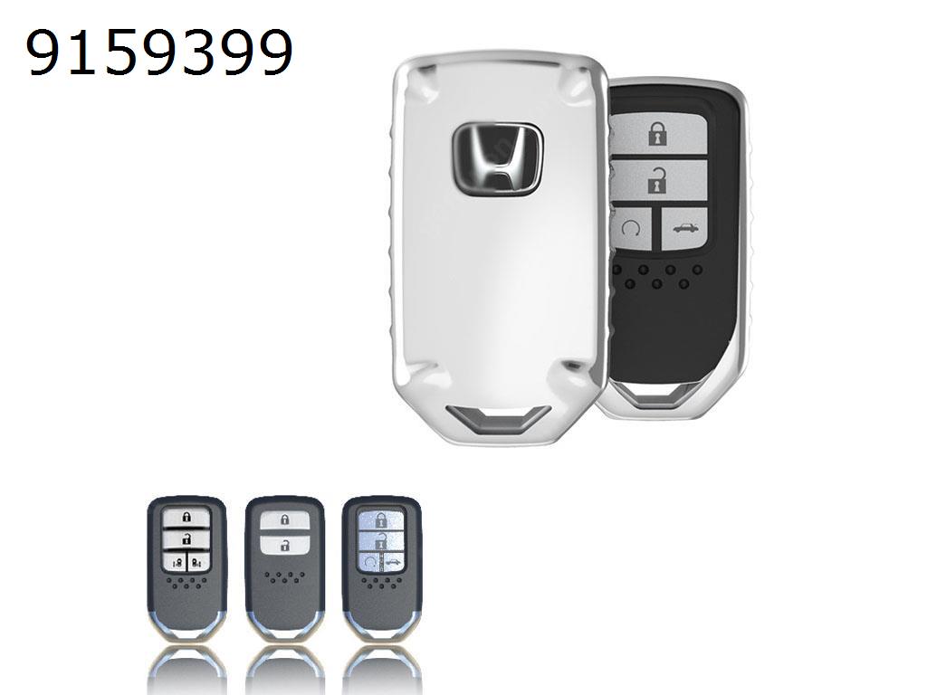 Honda Odyssey Fit Car Key Case TPU Key Shell Plating Drop Key Set（Silver highlights） Autocar Decorations TPU