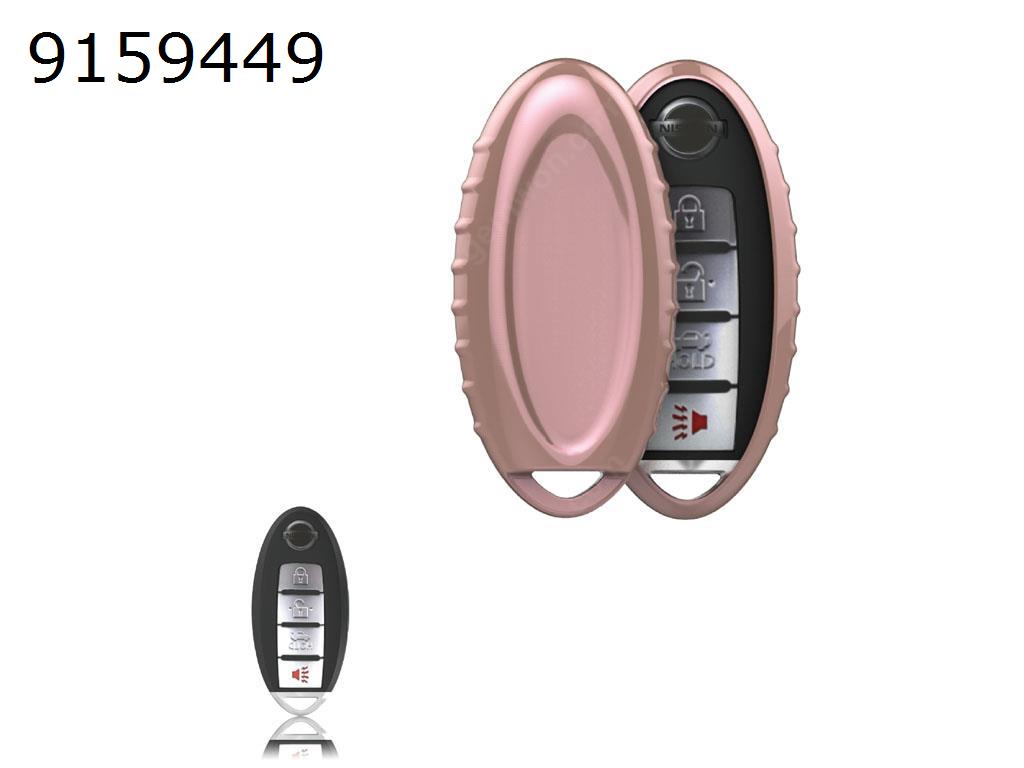 Car TPU soft plastic key package Nissan car key sets（Pink highlights） Autocar Decorations TPU