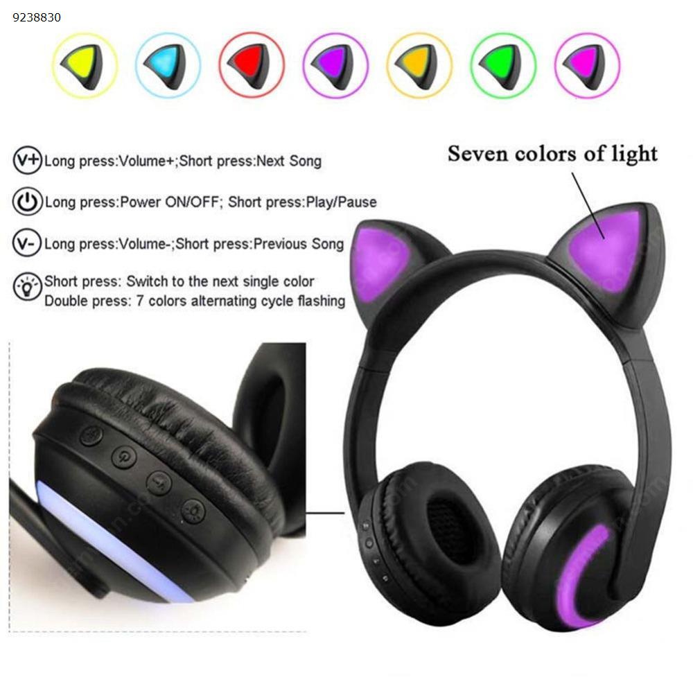 Wireless Bluetooth Stereo Headphone Cute Animal Ear Headset With Colorful Luminous LED Intelligent Automatic shut-down Headphone—Cat Lady Headset CYKE