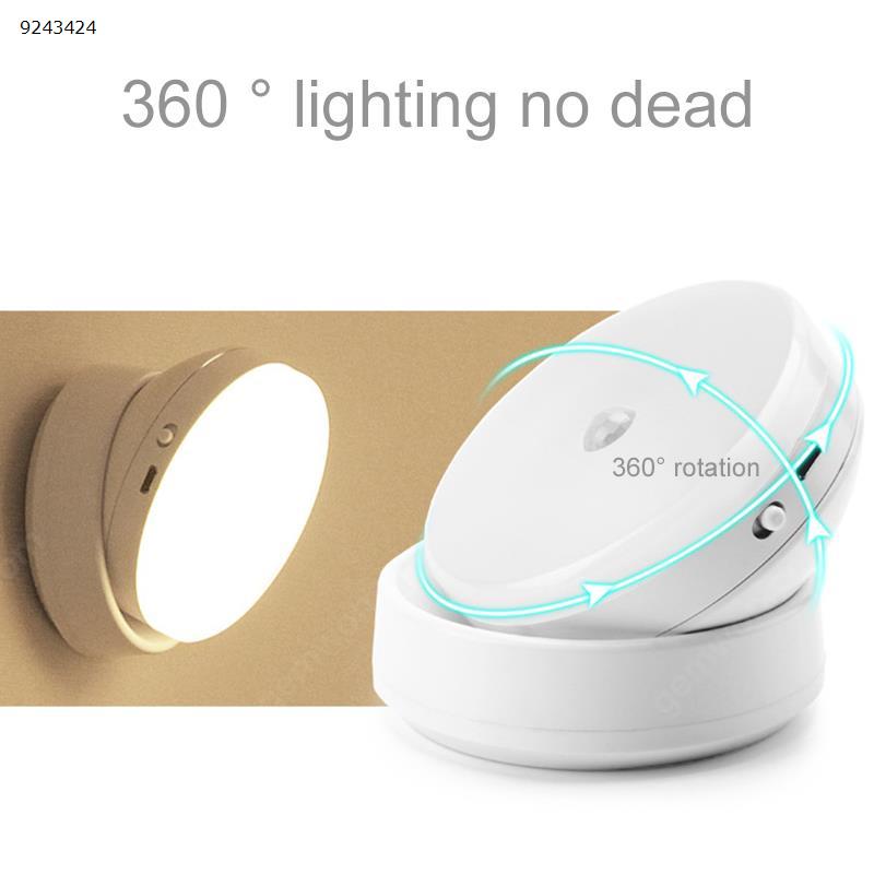 LED body induction lamp cabinet light magnetic 360 rotating head infrared body induction night light (USB charging section - white) Night Lights N/A