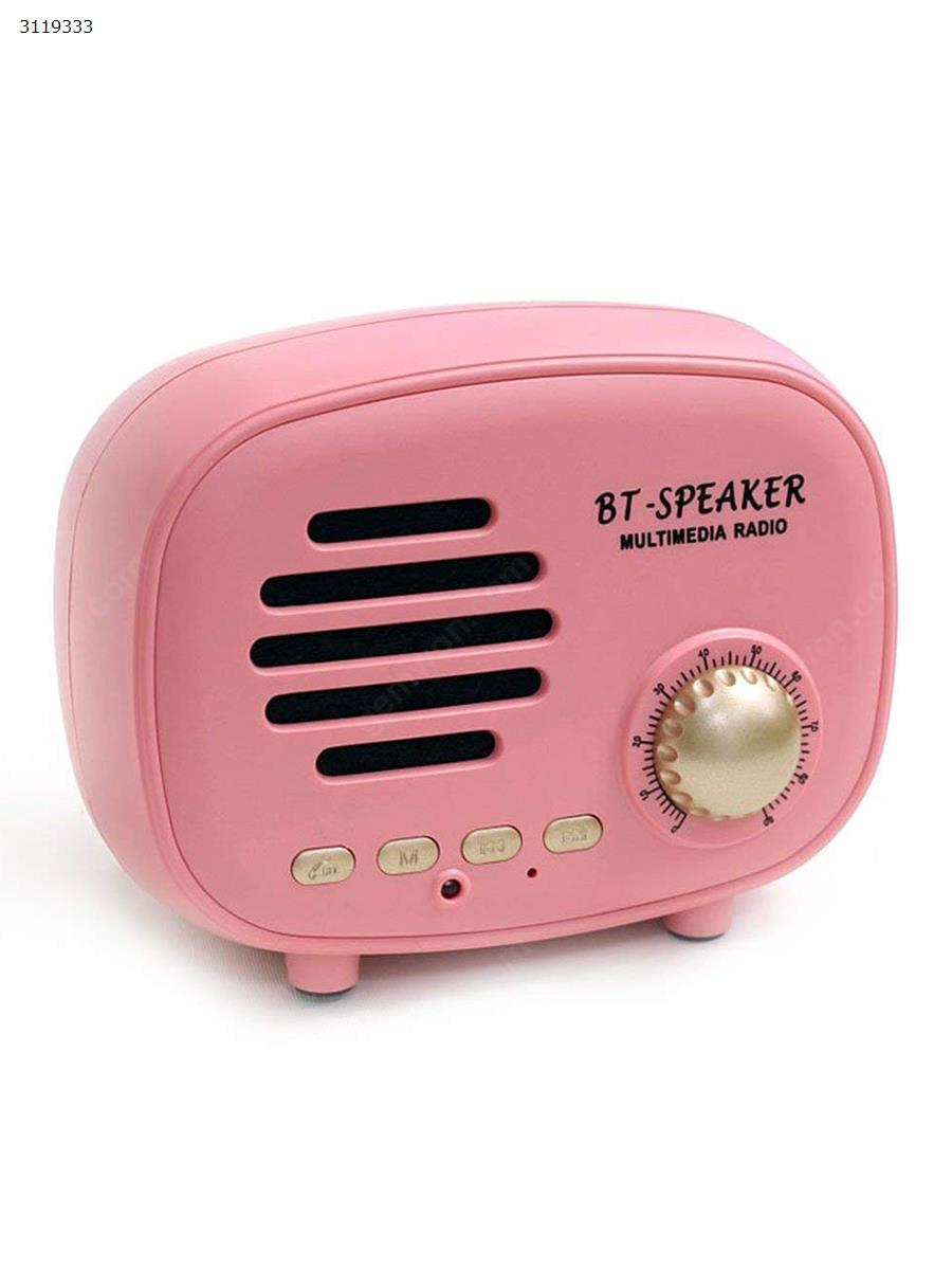 Q108 Bluetooth Speaker，American retro, portable radio card mini speaker，pink Bluetooth Speakers Q108 Bluetooth Speaker