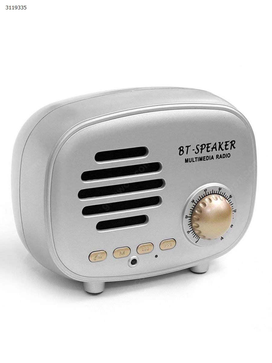 Q108 Bluetooth Speaker，American retro, portable radio card mini speaker，Silver Bluetooth Speakers Q108 Bluetooth Speaker