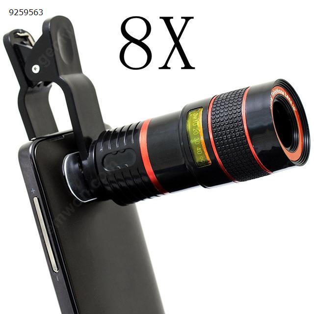 HD Mobile Phone Telephoto Lens 8X Zoom Optical Telescope Camera Lens with Clips For  All Phone No Dark Corner black Other N/A