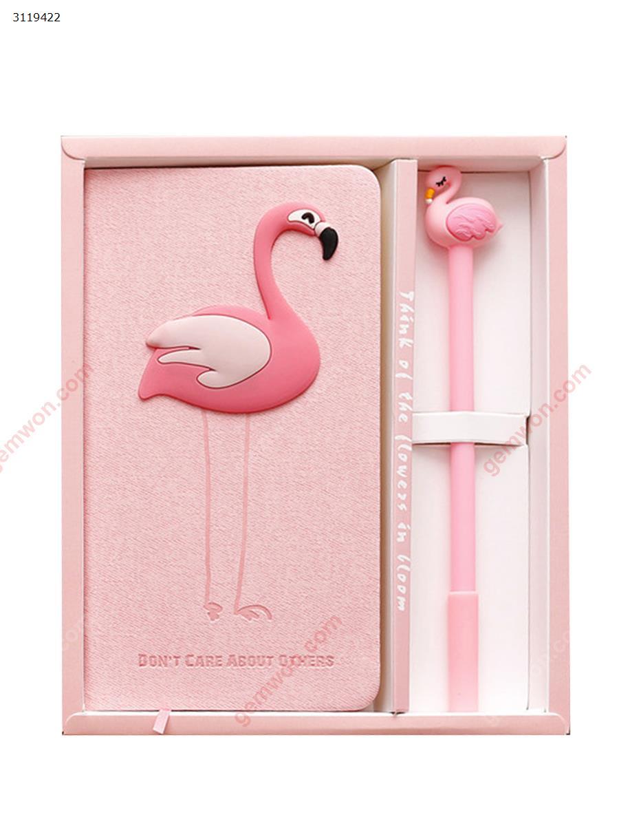 Flamingo Notepad，Pink girl heart book with pen set（Single bird with pink pen） Other FLAMINGO NOTEPAD