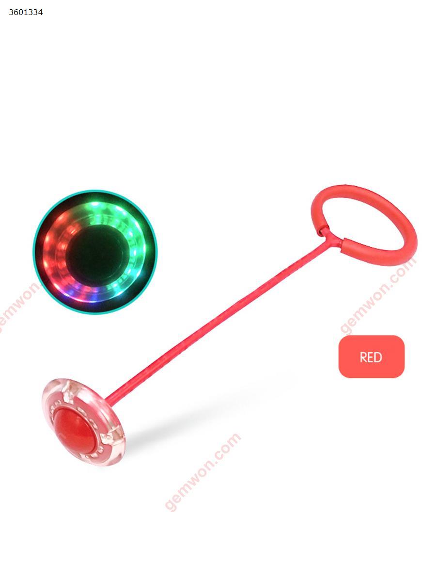 Flashing Jumping Ball Outdoor Fun Toy Balls for Kids Sport  Ankle Skip Color Rotating Ball Bouncing Ball 5 colour (red) Decorative light Led bouncing ball