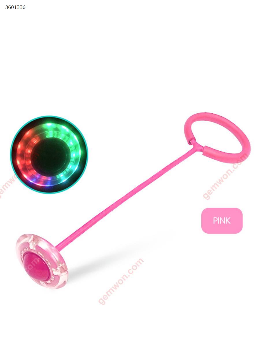 Flashing Jumping Ball Outdoor Fun Toy Balls for Kids Sport  Ankle Skip Color Rotating Ball Bouncing Ball 7 colour(pink) Decorative light Led bouncing ball