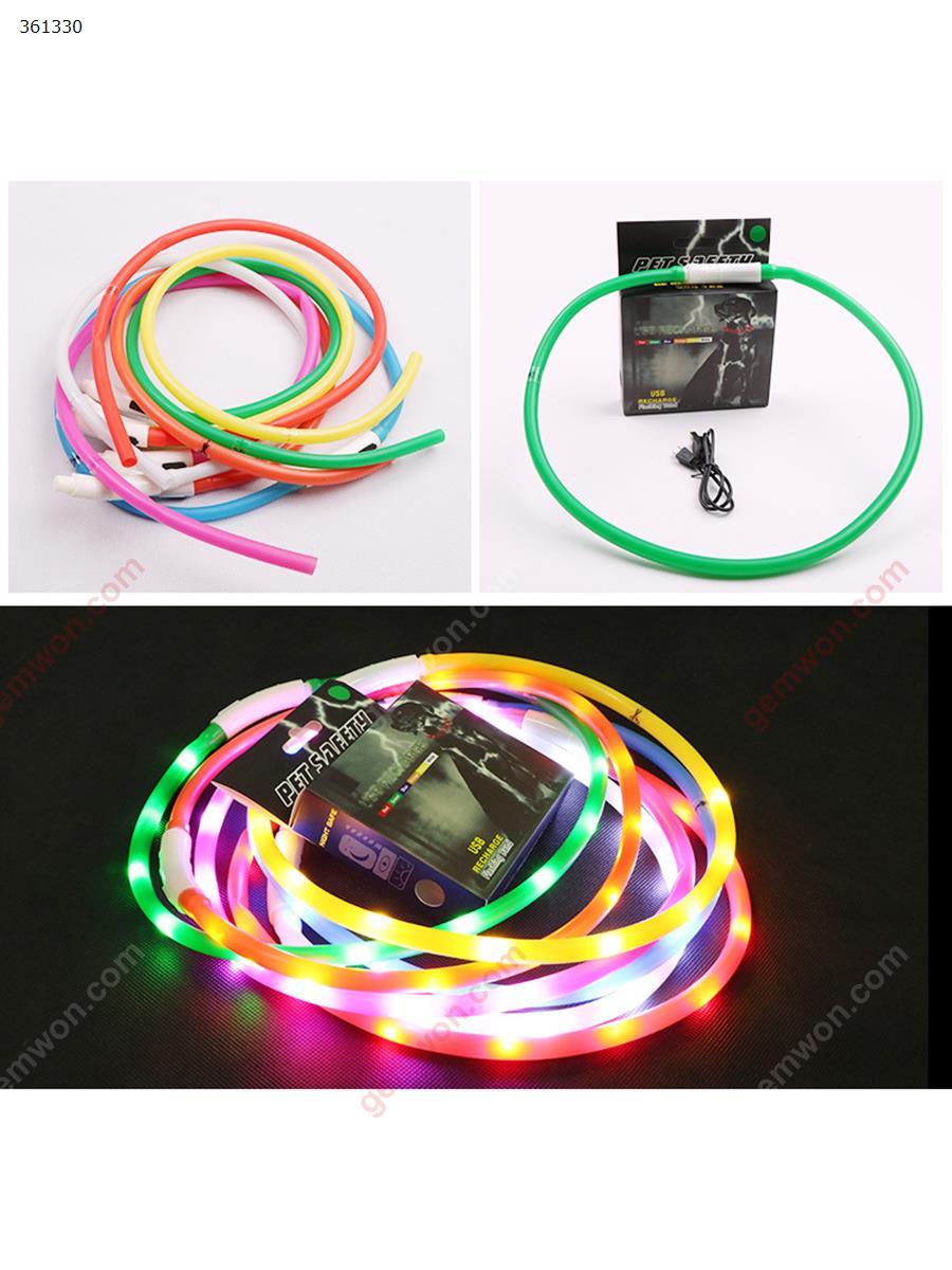 Luminous Dog Pet LED Collar Flashing Light USB Charging Collars Flash Night Safety Pet Supplies Chain Necklace(green) Decorative light Illuminated dog chain