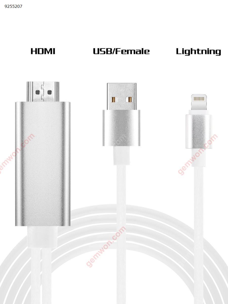 Lightning to HDMI Cable, Smilerplus iPhone to HDMI Cable Adapter 1080P HDTV Digital AV Adapter Cable for iPhone, iPad, iPod, Projector（white） Audio & Video Converter N/A