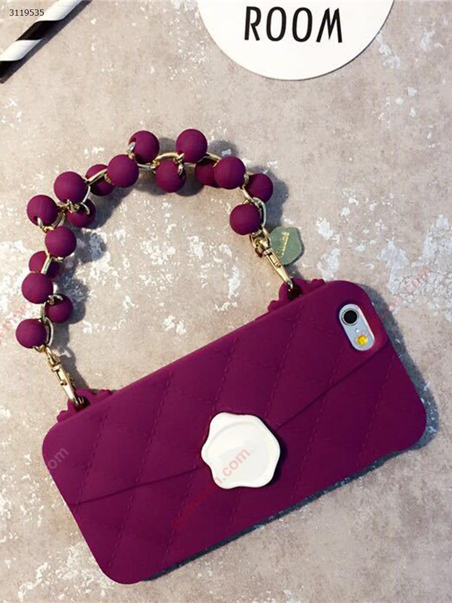 iPhone7 plus Portable phone case，Women's handbag silicone phone case，Beaded purple Case iPhone7 plus Portable phone case