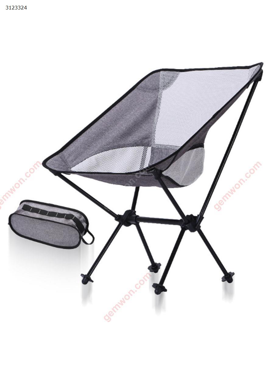 New fashion camping folding chair outdoor ultra light portable chair creative personality aviation aluminum fishing chair(dark gray + white net) Camping & Hiking WD-XN