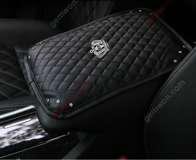 Automobile Center Armrest Cover Mat Crown Rhinestone Diamond Car Handrail Box Pad Walking Box Set Decorate Armrest Autocar Decorations FSD